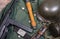 Vintage background with german army field equipment. ww2