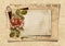 Vintage background with old postcard and rose