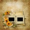 Vintage background with slides for photo and flowers