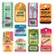 Vintage baggage tags and luggage labels vector set