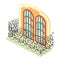 Vintage balcony icon, isometric 3d style