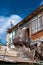 Vintage balcony veranda and rooftop in Odessa courtyard