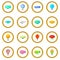 Vintage balloons icons circle