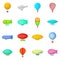 Vintage balloons icons set, cartoon style