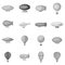 Vintage balloons icons set monochrome