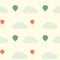 Vintage balloons in the sky with clouds seamless pattern background illustration