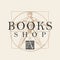 Vintage banner for books shop with vitruvian man