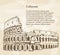 Vintage banner with hand drawn illustration of Coliseum Colosseum, Rome, Italy