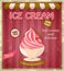 Vintage banner with strawberry ice cream
