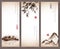 Vintage banners with bamboo, mountains and island