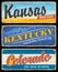 Vintage banners Kentucky, Kansas and Colorado