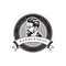 vintage barbershop label stamp logo design for your business and professional with quality services