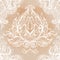 Vintage baroque floral seamless pattern in beige. Ornate vector