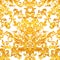 Vintage baroque floral seamless pattern in gold over white. Ornate vector decoration. Luxury, royal and Victorian concept. Golden