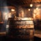 Vintage barrel, its history blurred against a nostalgic backdrop