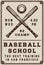 Vintage baseball school poster, template, banner in retro style.