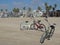 Vintage beach cruiser cycles at beautiful Venice Beach in Los Angeles, California