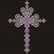 Vintage beautiful ornate Christian Cross from brilliant stones, silver and pink.