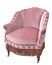 Vintage beautiful pink velor armchair on wheels