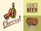 Vintage beer posters. Cheers toast. Alcoholic Labels with calligraphic elements. American banners. Hand drawn engraved