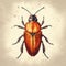 Vintage Beetle Illustration On Brown Background