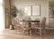 Vintage beige dining room interior with furniture. Scandinavian boho style. 3D rendering of a wall frame mockup.