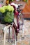 Vintage bicycle decorated with flowers