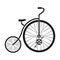 Vintage bicycle. The first bicycle. Huge and small wheel.Different Bicycle single icon in black style vector symbol