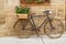 vintage bicycle with flowers with some letters that put the Fresneda in a street in the province of Teruel (Spain)