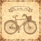 Vintage bicycle hand drawn vector card