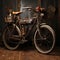 Vintage Bicycle with Rustic Charm in an Antique Room - A Journey Through Time on dark background