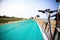 Vintage bicycle on street in nature field. Riding sport vehicle