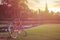 Vintage bicycle in Sukhothai Historical Park at Sunset time, Sukhothai, Thailand