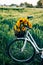 Vintage bicycle with sunflowers