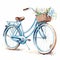 Vintage Bicycle Watercolor Illustration With Flowers