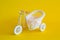 Vintage bike abstract minimal yellow background, Car concept