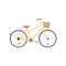 vintage bike flat design vector illustration. Cute women s bike with a low frame and basket in front. Vintage bicycle. Vector