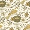 vintage birds and flowers seamless pattern