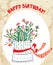 Vintage birthday card with flower pot