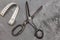 Vintage black big scissors and tailor centimeter