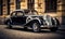 Vintage Black Car Parked on Side of Street