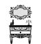 Vintage black furniture set Vector. Rich carved ornaments furniture collection. Vector Victorian Style