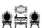Vintage black furniture set Vector. Rich carved ornaments furniture collection. Vector Victorian Styles