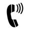 Vintage black handset and sign signal. Telephone communication. Vector. Contact, call center, support service sign Isolated. For g