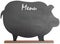 Vintage Black Pig Shaped Chalkboard Message Board