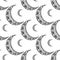 Vintage black and white pattern for Eid Mubarak festival , Crescent moon decorated on white background for muslim community