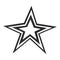 Vintage black and white stylized star shaped icon or outline with splashes. Small star inside a large five-pointed star