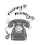 Vintage black and white telephone hand drawn illustration