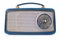 Vintage Blue 1960s Radio on White