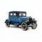 Vintage Blue Car Drawing: Vignetting Style With 1920s Flair